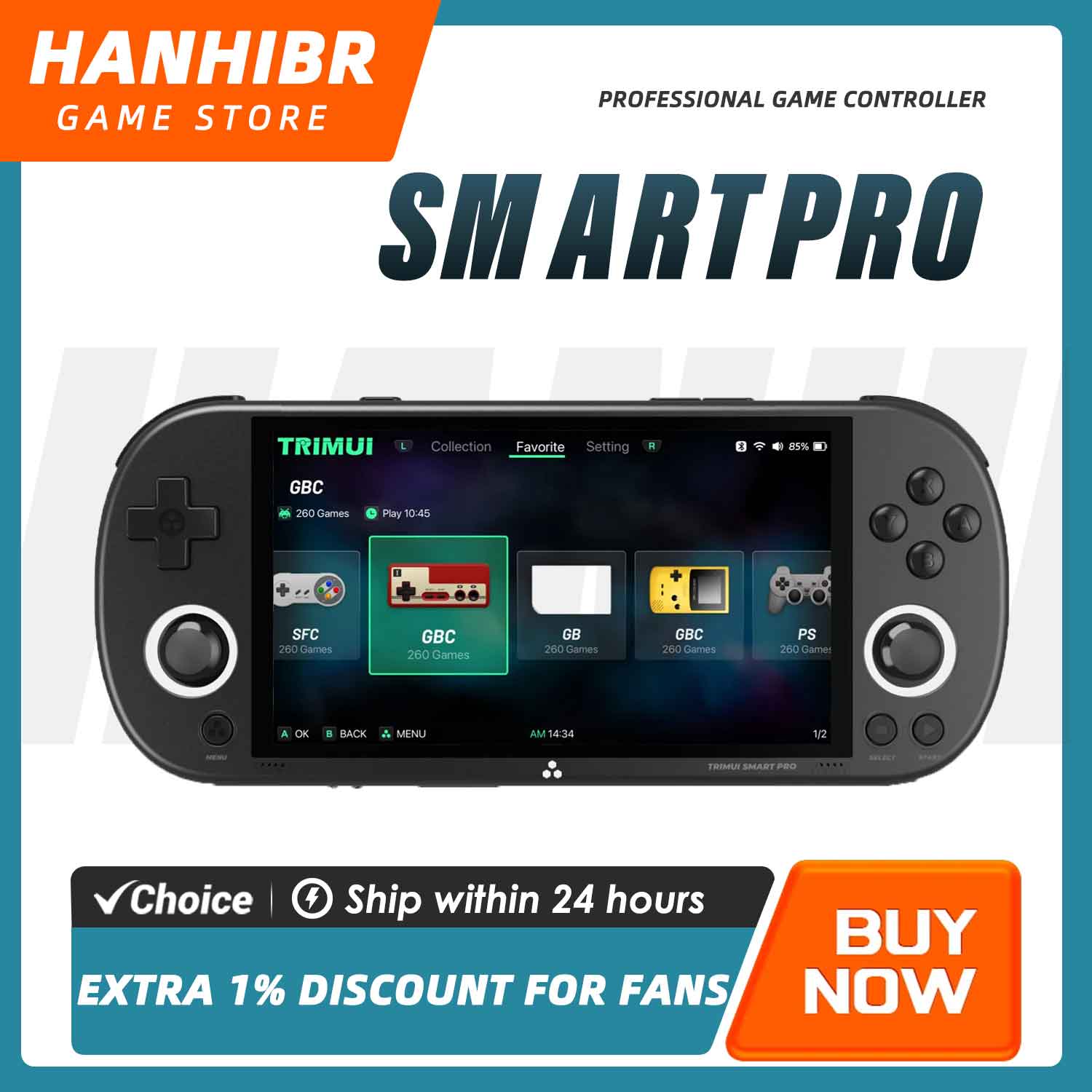 Gaming Console.Emulators - TRIMUI SMART PRO Open-Source-Linux-Handheld-Spielkonsole mit 4,96-Zoll-IPS-Bildschirm,