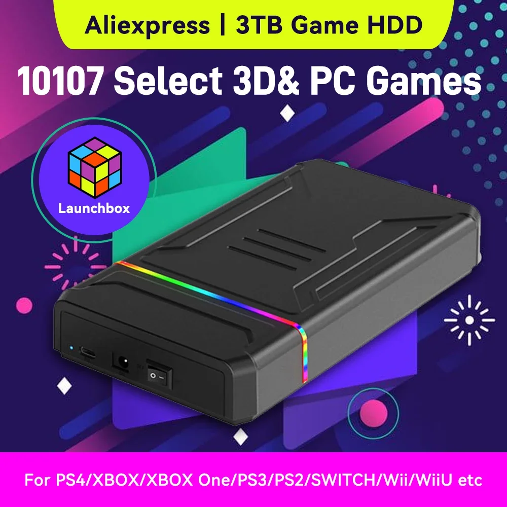 Gaming Console.Emulators - 3TB Launchbox Tragbare Gaming-Festplatte mit 10107